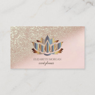 Carte De Visite Moderne Élégant Style Paillettes Bokeh Or Lotus 