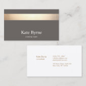Carte De Visite Moderne Elegant Taupe Gris Or Gris Bande (Devant / Derrière)