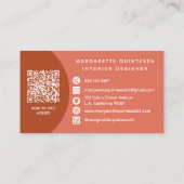 Carte De Visite Moderne Elegant Terracotta QR Code Professionnel (Dos)