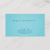 Carte De Visite Moderne Elégant Turquoise Turquoise Conseiller chr (Dos)