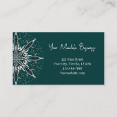 Carte De Visite Moderne Elégant Turquoise Vert Blanc Bohème Mandal (Dos)