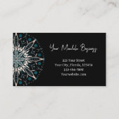 Carte De Visite Moderne Elégant Turquoise Vert Noir Bohème Mandala (Dos)