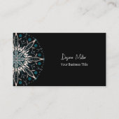 Carte De Visite Moderne Elégant Turquoise Vert Noir Bohème Mandala (Devant)