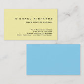 Carte De Visite Moderne Élégant Unique Simple Jaune Bleu (Devant / Derrière)