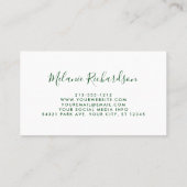 Carte De Visite Moderne Elégant Vert Jaune Vert Floral Vert (Dos)