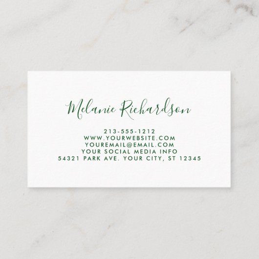 Carte De Visite Moderne Elégant Vert Jaune Vert Floral Vert (Dos)