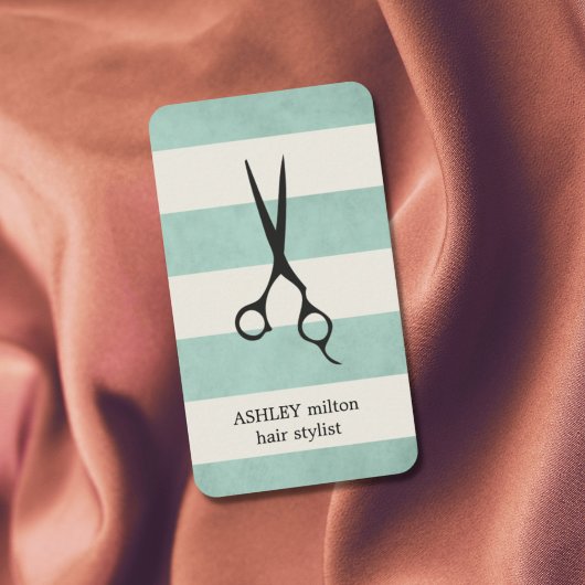 Carte De Visite Moderne Elégant Vert Vieux Blancs Coiffeur
