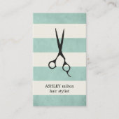 Carte De Visite Moderne Elégant Vert Vieux Blancs Coiffeur (Devant)