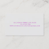 Carte De Visite Moderne Elégant violet, Lotus Blanc (Dos)