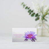 Carte De Visite Moderne Elégant violet, Lotus Blanc (Debout devant)