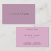 Carte De Visite Moderne Élégant violet simple Modèle professionnel (Devant / Derrière)