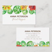 Carte De Visite Moderne Elégante Aquarelle Fleurs de Nasturtium (Devant / Derrière)