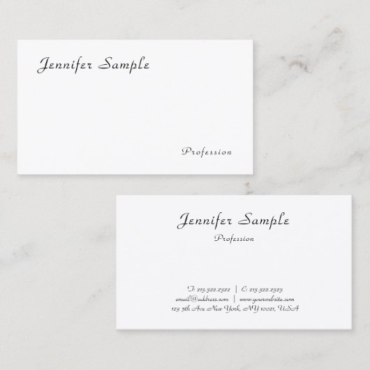 Carte De Visite Moderne Élégante calligraphie Nom Simple Modèle (Devant / Derrière)