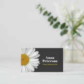Carte De Visite Moderne Elégante Marguerite Rétro Noir Jaune (Debout devant)