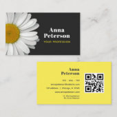 Carte De Visite Moderne Elégante Marguerite Rétro Noir Jaune (Devant / Derrière)