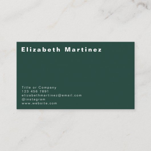 Carte De Visite Moderne Emerald Green Front et dos Personnalisé (Devant)