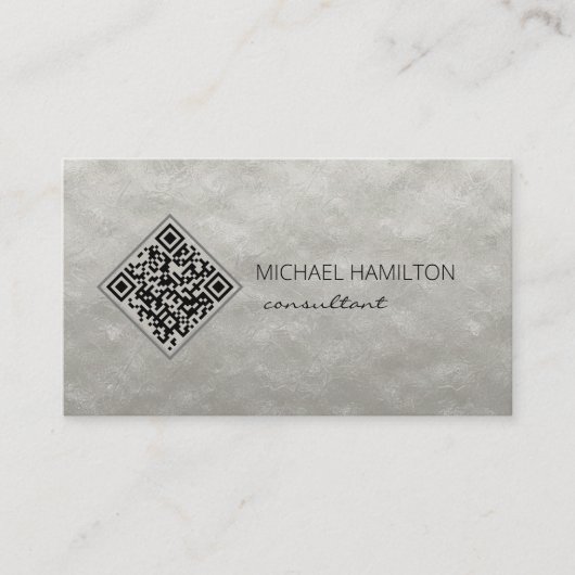 Carte de visite moderne en argent à code QR (Devant)