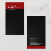 Carte de visite moderne en bois foncé gris vertica (Devant / Derrière)