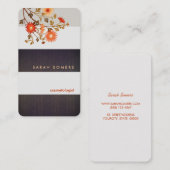 Carte De Visite Moderne En Bois Gris Orange Fleurs Nature (Devant / Derrière)