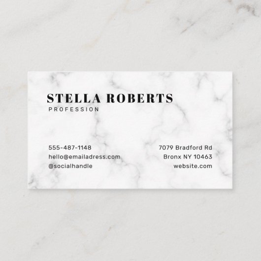 Carte de visite moderne en marbre (Dos)