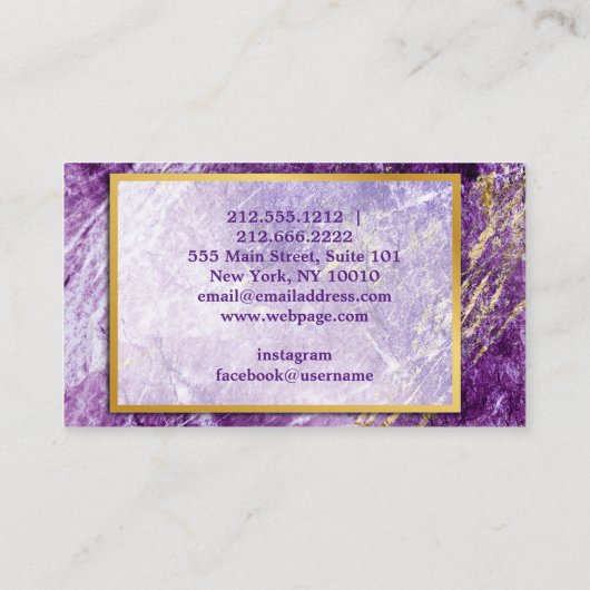 Carte de visite moderne en marbre doré (Dos)