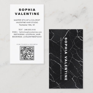 Carte de visite moderne en marbre noir avec code Q