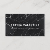 Carte de visite moderne en marbre noir avec code Q (Dos)