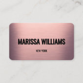 Carte de visite moderne en métal brossé Rose (Devant)