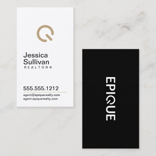 Carte de visite moderne Epique White (Devant / Derrière)