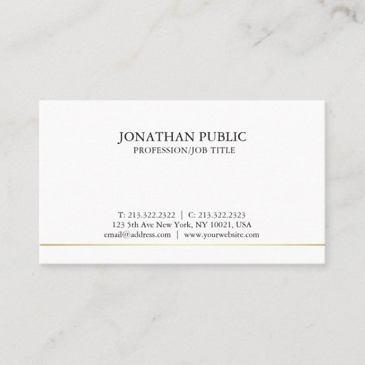 Carte De Visite Moderne Épuré Simple Élégant Professionnel Chic (Devant)
