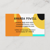 Carte De Visite moderne et audacieux turquoise et orange géométriq (Dos)