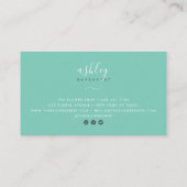 Carte De Visite Moderne et élégant fleurs d'aquarelle florale turq (Dos)