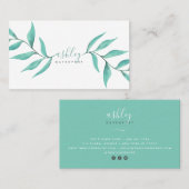 Carte De Visite Moderne et élégant fleurs d'aquarelle florale turq (Devant / Derrière)