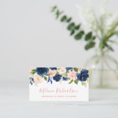 Carte De Visite Moderne et élégant floral classique bleu rose (Debout devant)