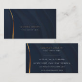 Carte De Visite Moderne et élégant Marine & Faux Gold Chic Profess (Devant / Derrière)