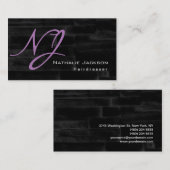 Carte De Visite Moderne et élégant Monogram Black Grey Coiffeur (Devant / Derrière)