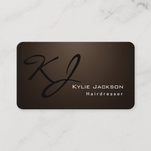 Carte De Visite Moderne et élégant Monogram Sepia Brown (Devant)