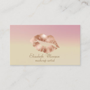 Carte De Visite Moderne et élégant Ombre Rose Lips Or