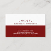 Carte De Visite Moderne et élégant professionnel demi-rouge foncé (Dos)