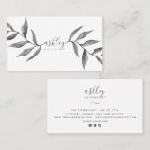 Carte De Visite Moderne et élégante fleurs d'aquarelle noire flora (Devant / Derrière)