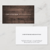 Carte De Visite MODERNE ET MINIMAL sur le BOIS BROWN RUSTIQUE (Devant / Derrière)