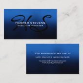 Carte De Visite Moderne et moderne Monogramme noir bleu profession (Devant / Derrière)