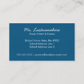 Carte de visite moderne et simple de professeur (Dos)