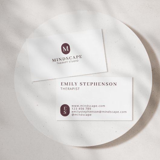 Carte de visite moderne et simple pour thérapeute
