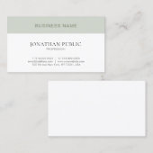 Carte De Visite Moderne et tendance Simple clair beige vert blanc (Devant / Derrière)