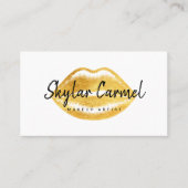 Carte De Visite Moderne Faux Gold Lip Branché Artiste maquillage B (Devant)