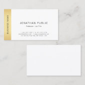 Carte De Visite Moderne Faux Gold Simple Modèle Professionnel (Devant / Derrière)