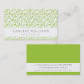 Carte De Visite MODERNE FEUILLE motif vert citron vert (Devant / Derrière)