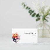 Carte De Visite Moderne fleuriste Élégant couleur pourpre Aquarell (Debout devant)