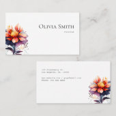 Carte De Visite Moderne fleuriste Élégant couleur pourpre Aquarell (Devant / Derrière)